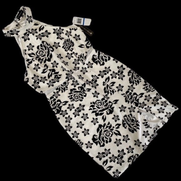 My Michelle Ivory Sheath Dress w/Black Floral NWT - Picture 5 of 8
